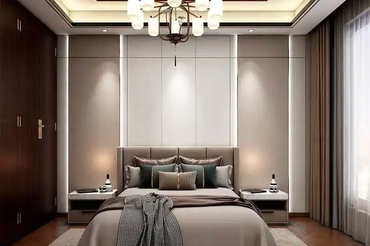 集成墙板新中式风格床头背景墙装修效果图