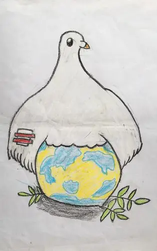 会泽县老厂乡中学校初一年级(133)班,《世界和平》主题绘画作品微展.