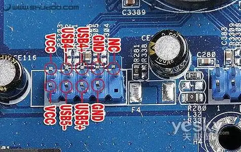 主板上usb插针的对应图