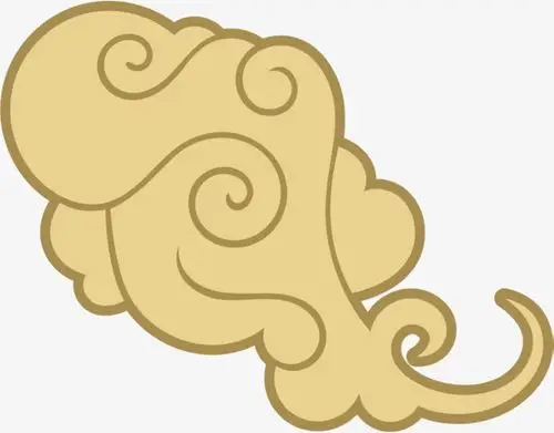 线描云深黄色手绘漩涡云朵