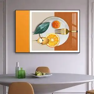现代简约酒杯餐厅装饰画吃饭厅歺厅挂画饭餐桌背景墙壁画横版单幅