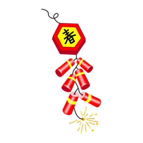 鞭炮矢量手绘春节素材喜庆中国新年