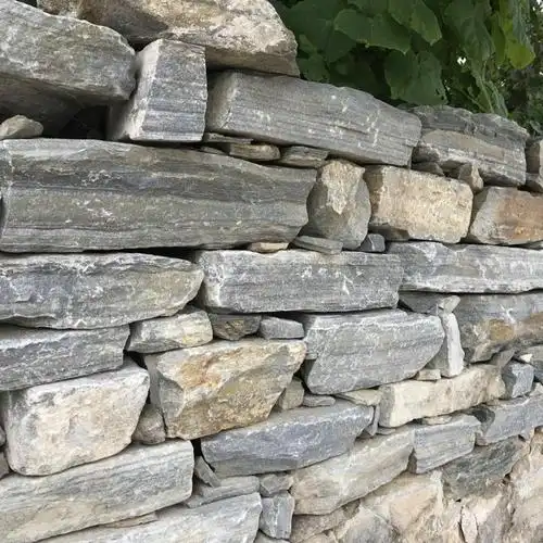 天然青灰色石材毛石景观挡土墙石浆砌乱形片石
