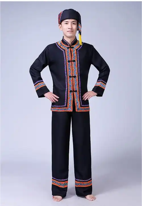 表演服】新款贵州苗族演出服男少数民族壮族儿童表演服饰舞蹈舞台装