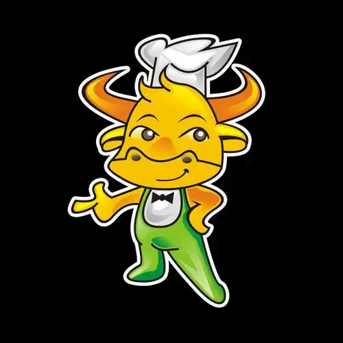 卡通动物牛厨师厨师牛卡通人物设定psd卡通人物素材牛卡通动漫说明