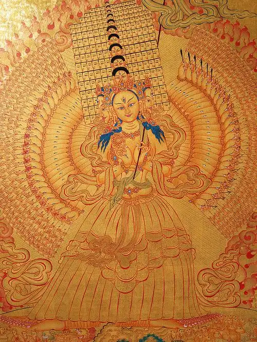 尼泊尔唐卡 刻金大白伞盖佛母唐卡(788)