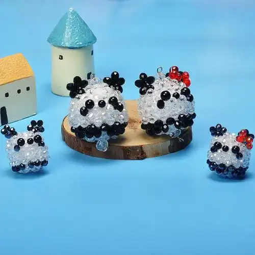 水晶大头兔子粉色材料包手工串珠编织水晶挂件饰品材料包制作创意卡通