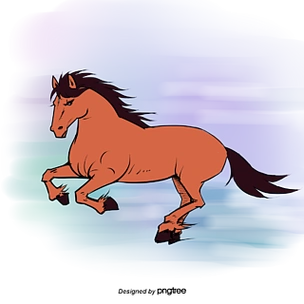 手绘奔跑的红棕色骏马