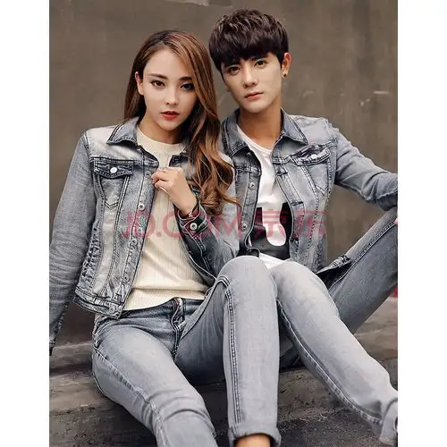 锦宫春情侣牛仔套装男夹克两件套衣服牛仔外套男士韩版流上衣 005套装
