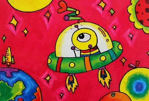 幻想宇宙飞船儿童简笔画外太空简笔画带颜色梦见外太空的简笔画107|飞