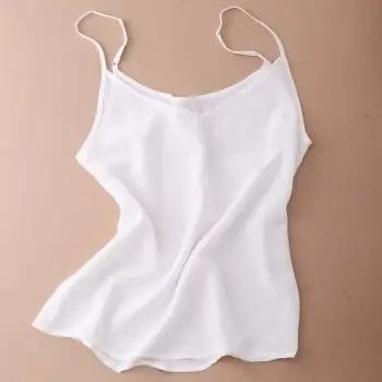 2018新款女装真丝桑蚕丝双绉领宽松打底吊带背心女短款夏薄 白色 2xl