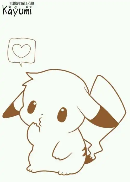 线稿 动漫 黑白素材 插画橡皮章手帐皮卡丘【果冻】