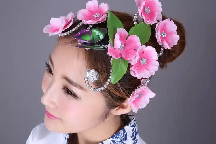 民族舞演出头饰 古典舞蹈头饰现代舞广场舞成人儿童舞台桃花头花