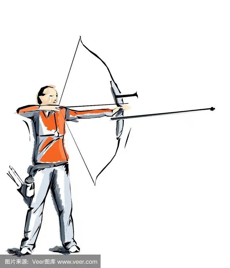 射箭插画,练习运动的运动员