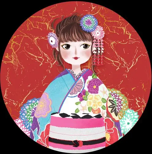 手绘日本和服风