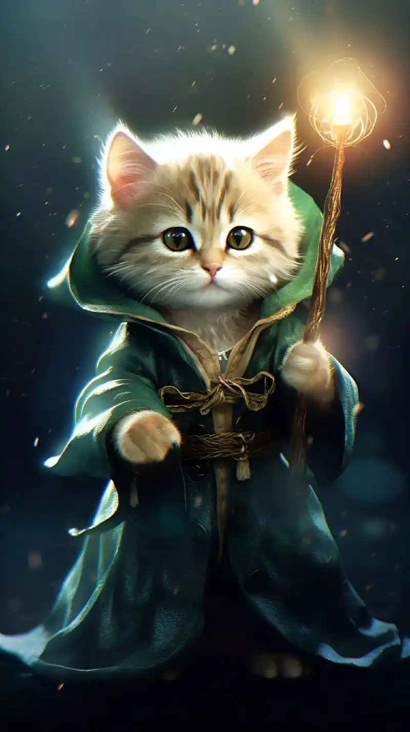 可爱哈利波猫魔法师!#ai绘画 #欢迎取图 #治愈系 #猫咪 - 抖音