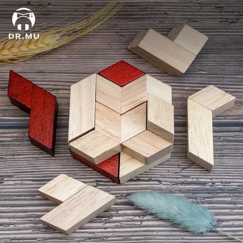 儿童益智玩具木制六角柱积木亲子互动成人解压积烧脑益智玩具魔斗