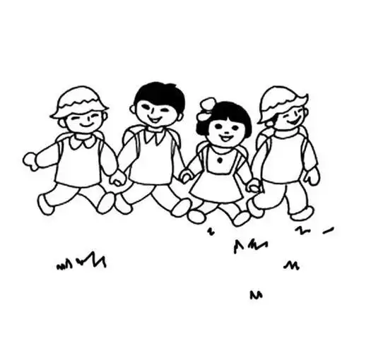 郊游的学生简笔画步骤图片大全儿童画绘画吧-画画