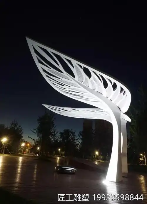 不锈钢树叶雕塑 景观凉亭 创意镂空