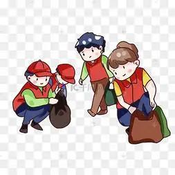 手绘卡通志愿者做公益