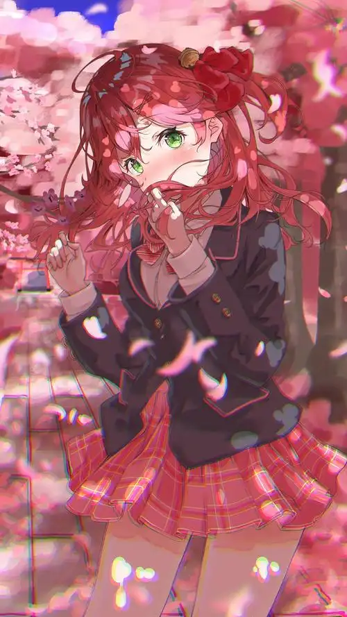 樱花树下的女孩动漫手机壁纸