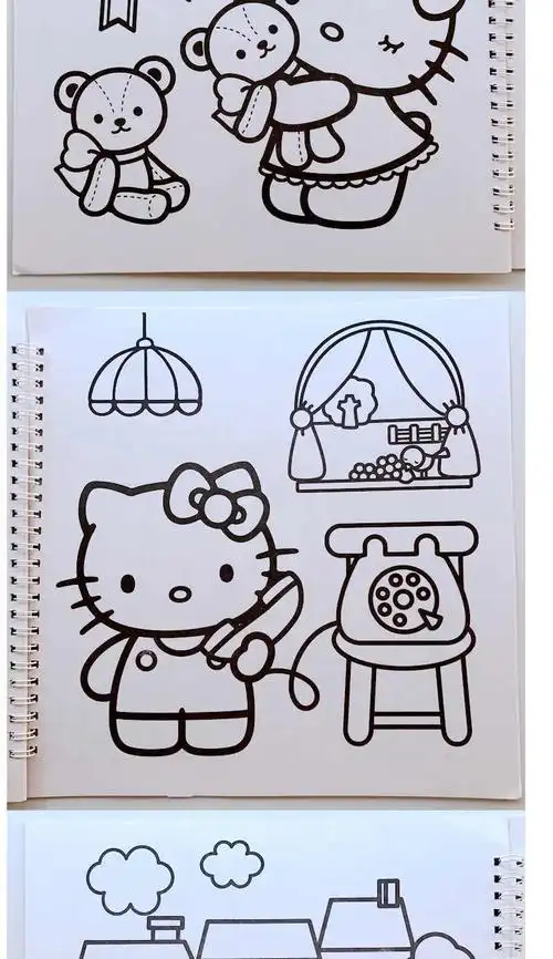凯蒂猫hellokitty可爱小猫咪卡通女孩儿童填色本涂色本画画本书kt猫