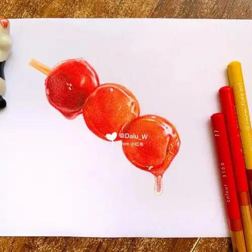 冰糖葫芦彩铅手绘