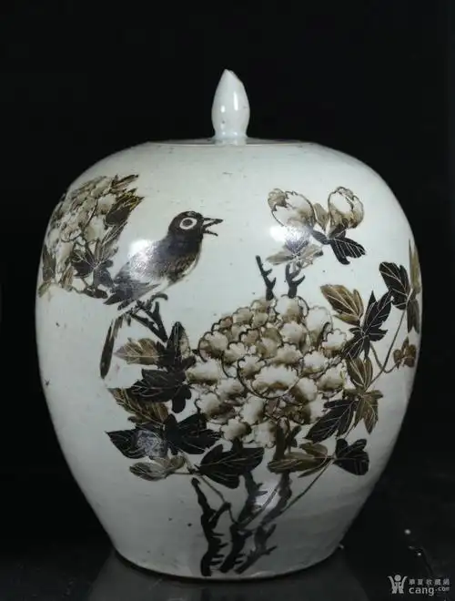 瓷器 民国 民国名家墨彩花鸟纹饰对罐(g9) 安全提示为保障您的利益,请