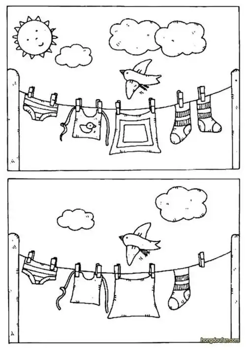 春天晾衣服晾衣服简笔画大全找不同游戏图片下载