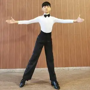 新款少儿拉丁舞表演服装规定服男孩练功服儿童舞蹈比赛服衬裤套装