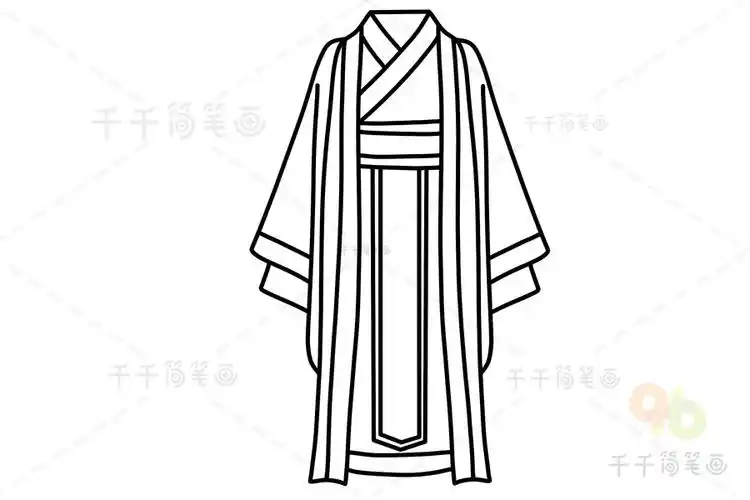 暖色系男士汉服简笔画