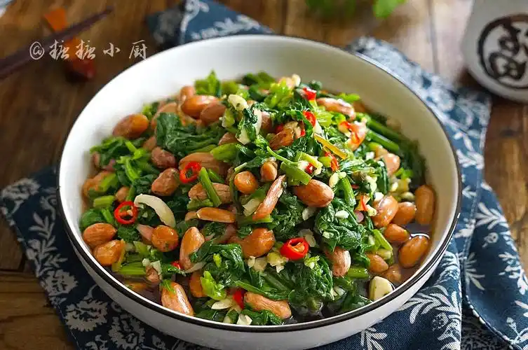 菠菜凉拌花生米
