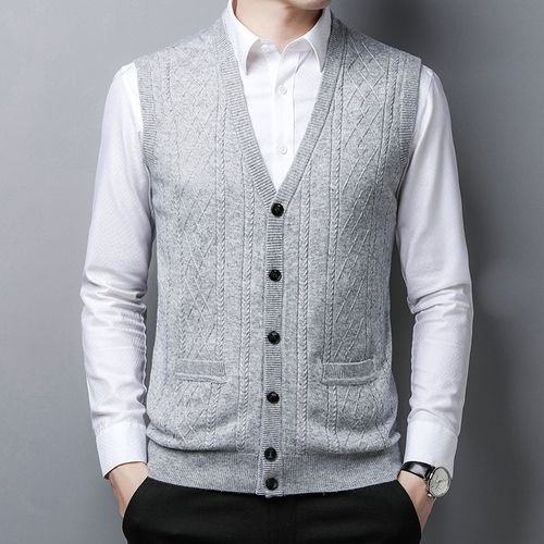 男士针织开衫马甲