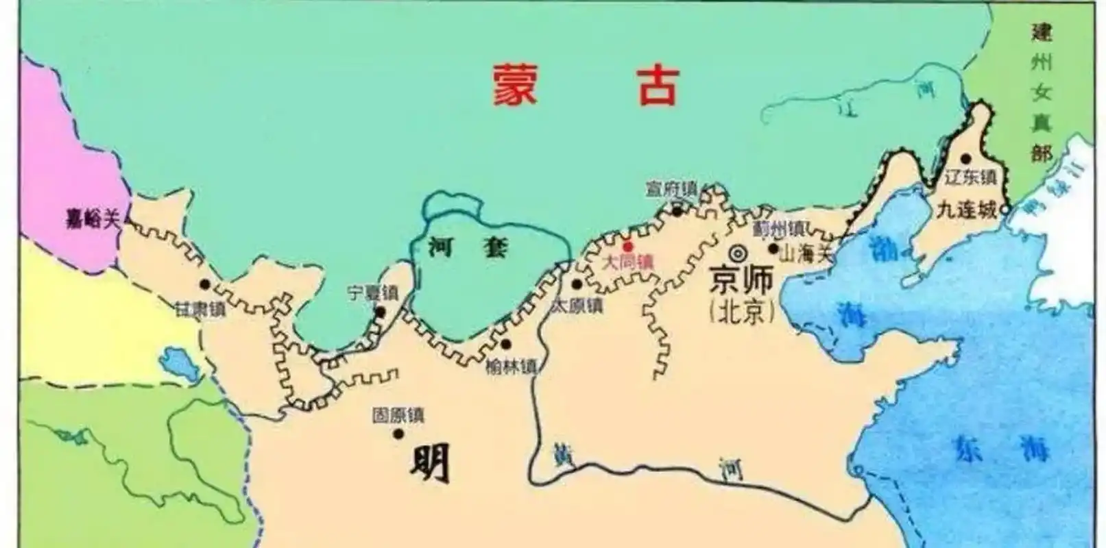 明朝时期蒙古,女真的势力范围!