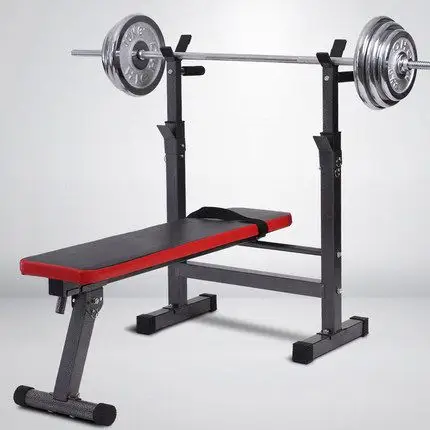 家用健身器材家用简易举重床 卧推架 杠铃架平推卧推床哑铃凳_7折现价