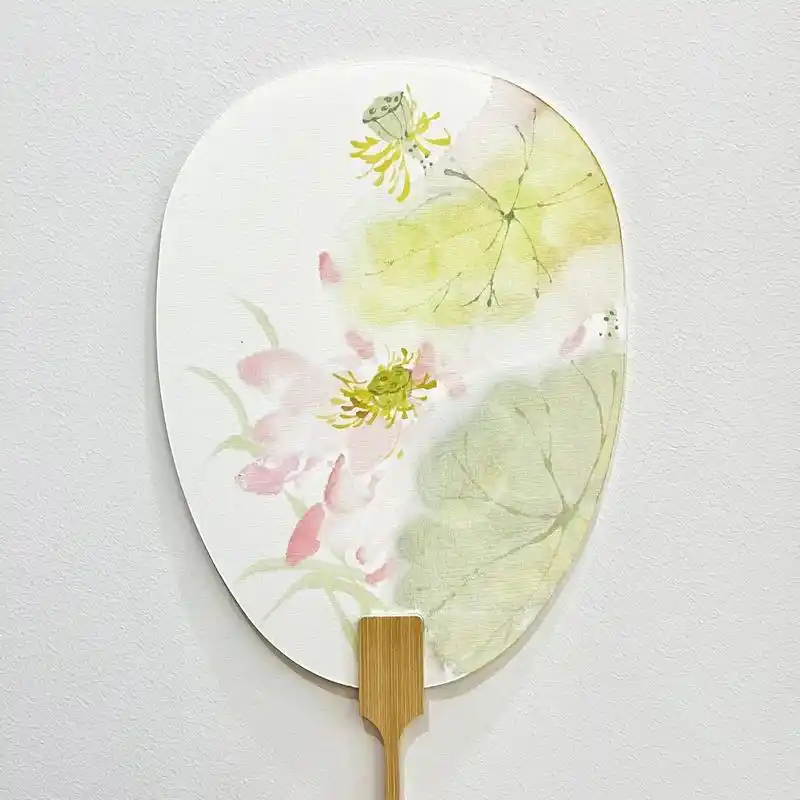 写意荷花团扇03(内附过程图77文字说明)#国画教程 #国画  - 抖音