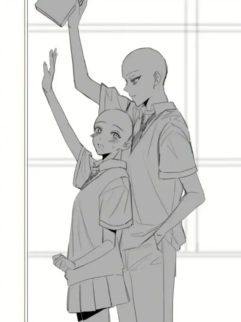 绘画96素材丨情侣互动线稿素材第二弹7515 今天给大家分享第二