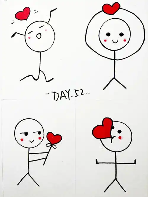 52100简笔画可爱火柴人手账素材