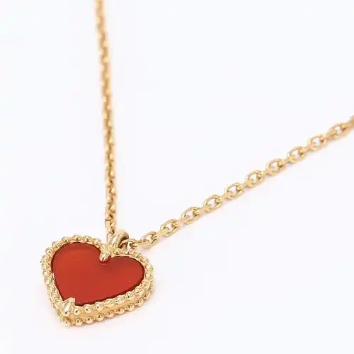cleef & arpels(梵克雅宝) sweet alhambra系列18k金红玉髓心形项链
