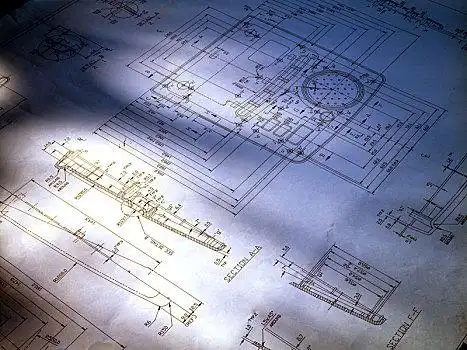 拿着,房屋模型,书桌俯拍,建筑师,工作,技术制图建筑图纸蓝图,尺子手拿
