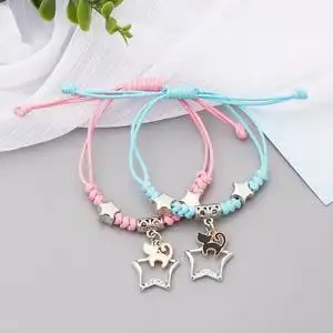 闺蜜手链三人款可爱两人小d学生5人儿童二人女夏四人款装饰姐妹版