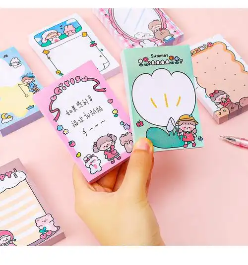 卡通嘟嘟女孩便利贴ins少女心备忘便签本学生笔记n次贴外卖便签纸