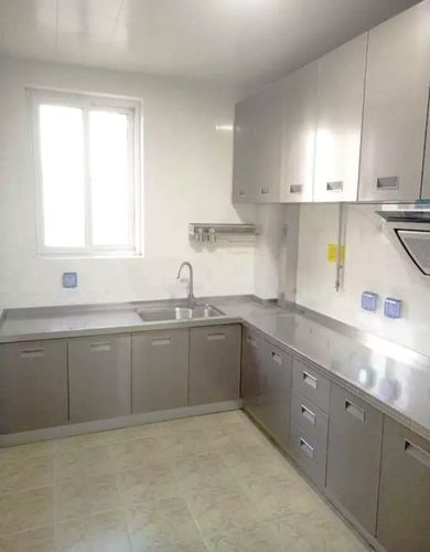 全不锈钢整体橱柜定做不锈钢台面现代简约环保板材整体不锈钢橱柜