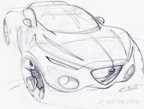 素材优秀汽车手绘线稿