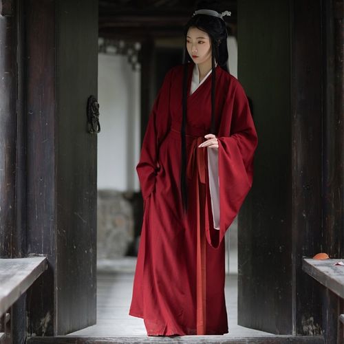 【朝光】原创汉服女素正品魏晋风直裾套装风骨长袍广袖春秋款日常