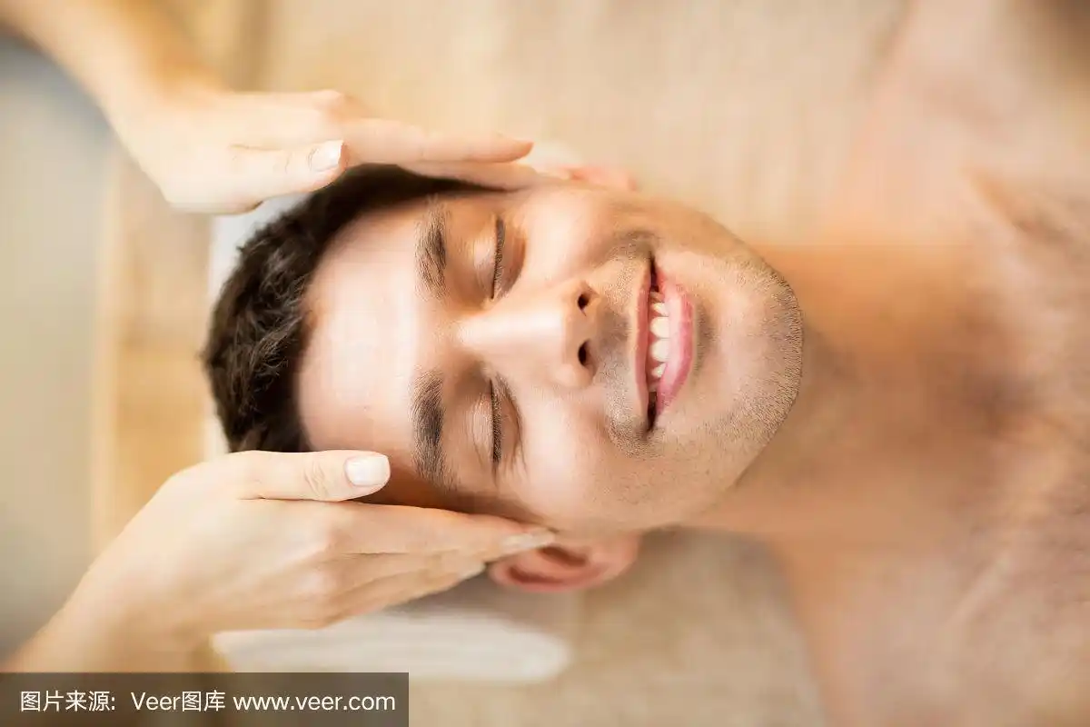 spa美容,发型屋,男人,面部按摩,幸福
