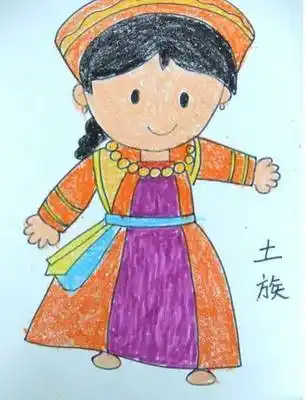 民族简笔画人物图示56个民族简笔画服装56个民族卡通简笔画彩色版傣族