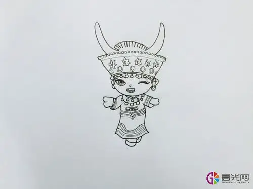 苗族姑娘简笔画