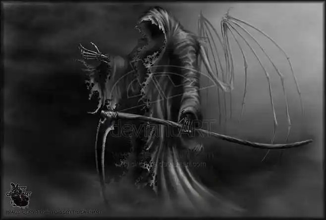 骷髅镰刀死神简笔画