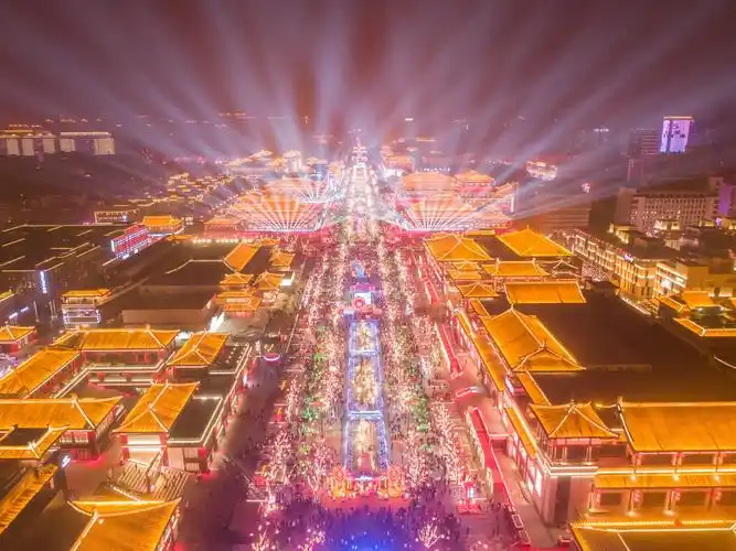 这就是西安大唐不夜城重现,灯火通明,真是太美了